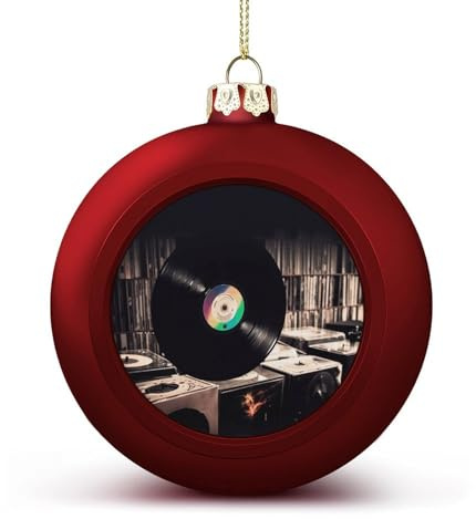 Weihnachtskugeln, Vinyl-Schallplatten-Druck, Weihnachtsschmuck, Weihnachtsbaumschmuck, festliche Ornamente, Feiertags-Ornamente