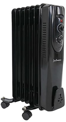 Jack Stonehouse 1.5KW or 2KW Oil Filled Radiator | Free Standing Heater 3 Power Settings 7 or 9 Fin Portable for Home Low Energy Silent Plug In Black 1500W