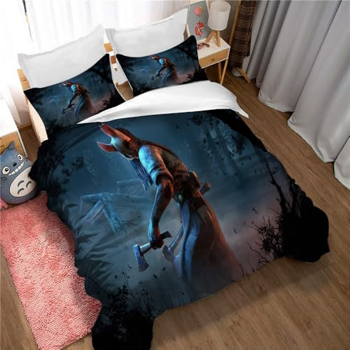 Ste-X Bettbezug Dead by Daylight, 2 Kissenbezüge, Warmes, Weiches, Glattes Bettset Mit Seitlichem Reißverschluss, 3-teiliges Bettwäscheset (DBD 04,135x200cm)