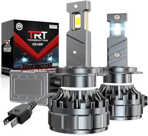Tongruiting Ampoules H7 LED 130W 32000LM, 6000K Blanche Phare pour Voiture, 1:1 Lampes de Phares Remplacement pour Kit de Conversion Halogène Auto, Lot de 2
