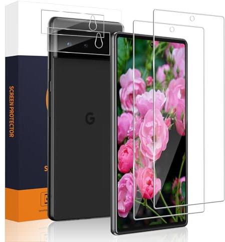 Cable Leader Schutzfolie für Panzerglas für Google Pixel 6, 2+2 Stück 2.5D Kante Schutzglas+Kameraschutz, Kratzfest, 9H Härte, Sensitive Touch, 0.33mm Hoch Definition Google Pixel 6 Displayschutzfolie