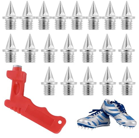 Picchetti da 6 mm per scarpe da corsa, 20 punte da 0,6 cm in acciaio inox, per scarpe da corsa, con 1 chiave per saltare, correre, punte da 6 mm di ricambio (argento)