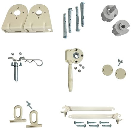 FRAMIG® Kit Accessori di Ricambio per Tenda da Sole a Caduta Senza Cassonetto con Braccetti da 50 cm. (2 - Avorio, per Rullo Diametro 70 MM)