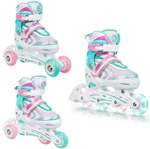 RAVEN 3in1 Inline Skates Triskates Rollschuhe Inliner für Kinder Mädchen verstellbar