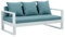 Vente-unique-Gartensofa 3-Sitzer - Aluminium - Weiß mit blauen Kissen - Molokai von MYLIA