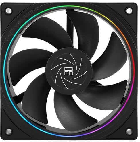 TR-TL-S12R CPU Fan,Computer Case Cooler Fan,Desktop Cooling Fan, 4pin PWM Connector PC Fan with ARGB Aperture, 1500RPM Speed PC Cooler Reverse Fan(120mm,Black)