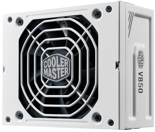 Cooler Master V850 SFX Gold ATX 3.1 PSU White Edition, Enchufe UE - 850W 80 Plus Gold, Fuente de Alimentación Totalmente Modular, SFF/Mini-ITX, Ventilador FDB 92mm, Cable PCIe 5.1, Soporte SFX a ATX