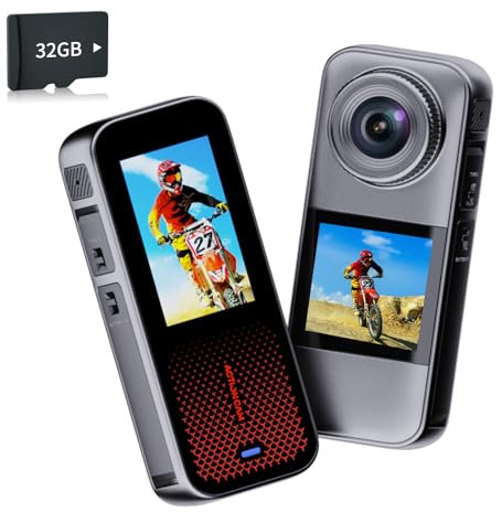 Xilecam Cámara Deportiva con Doble Pantalla 1350mAh Batería Camara Moto, Camara Acuatica Sumergible de 32 GB y Accesorios Varios