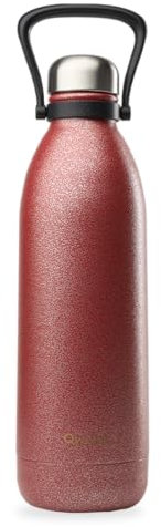 Qwetch - Bouteille Isotherme TITAN ROC 1,5L Safety Red - Ultra Résistante avec Revêtement Anti-Rayures - 48h Froid / 16h Chaud - Étanche, Lavable au Lave-Vaisselle - Gourde Inox avec Poignée