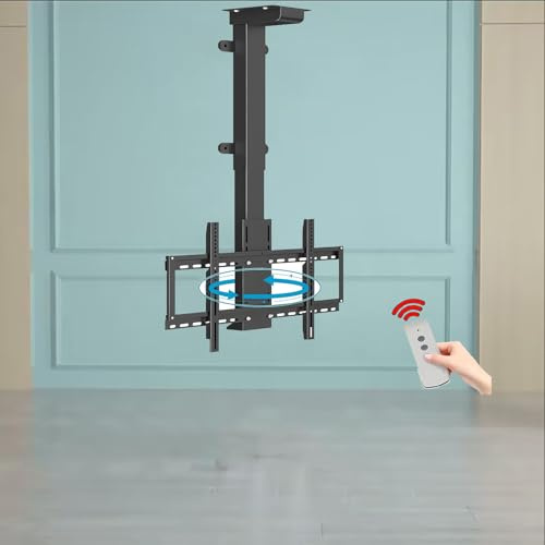 Verstellbare Deckenhalterung für TV, motorisierte Deckenhalterung für TV, mit Fernbedienung, motorisierte TV-Halterung, manuell um 360 ° drehbarer TV-Lift, passend für 32-70 Zoll große Motor