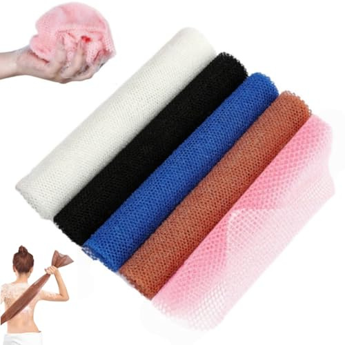 Lot de 5 éponges africaines en filet - 30 x 80 cm - Serviettes exfoliantes pour le corps - En nylon - Pour homme et femme - Nettoyage en profondeur - Éponge exfoliante africaine pour la douche - Usage