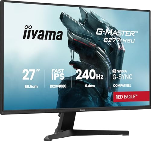 iiyama G-Master Red Eagle G2771HSU-B1 68,6cm 27 Fast IPS LED Gaming Monitor Full-HD 240Hz HDMI DP USB3.2 USB-C 0.4ms G-SYNC schwarz