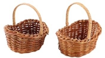 Gutol 2er-Pack Mini-Rattan-Körbe mit Henkel für Zuhause, Picknick und als Partygeschenk