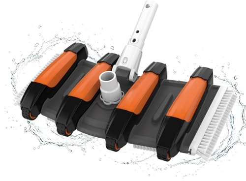 PoolyPoly Cabezal de Aspiradora de Piscina, Limpiafondos Manual de Estanque Pesado para Piscinas Sobre el Suelo y Enterradas, Limpiador de Piscina, 45 cm de Ancho, Negro+Naranja
