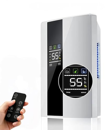 Deumidificatore 2 in 1, deumidificatore e purificatore d'aria, silenzioso, timer, spagaggio automatico, display digitale, telecomando, per camere da letto, adatto fino a 30㎡