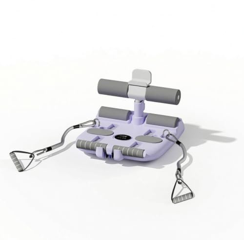 MotiveTech Sit-Up-Hilfe mit Saugnapf Kompakt Trainingsgerät Ergonomisch Fitnessgerät für Wohnzimmer, Array, Lila, Mit Zugseil