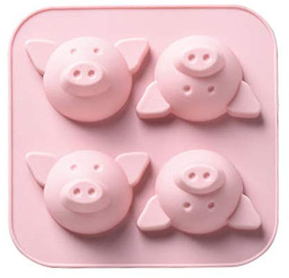 Kakiyi 4 Loch-Karikatur-Schwein Tier-Kuchen-Form Silica Gel-Form Bakeware Backen DIY Werkzeuge Zubehör Fondant