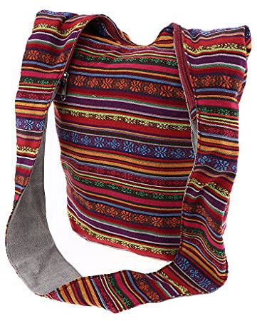 Bohemian Handtasche Schultertasche Crossbody Tasche Schulterbeutel mit Reißverschluss - Rot