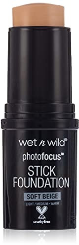 Wet n Wild, Photo Focus Stick Foundation, Foundation in Stick with Long-lasting Coverage, Lightweight and Creamy Formula with Semi-matte Finish, with Argan, and Sunflower Seed Oil, Soft Beige