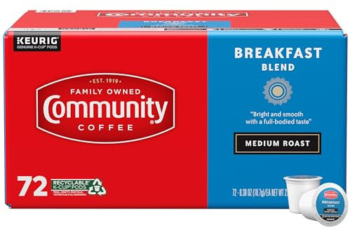 Community Coffee Breakfast Blend Single Serve Coffee Pods, Compatible with Keurig K-cup brewers 72 Count