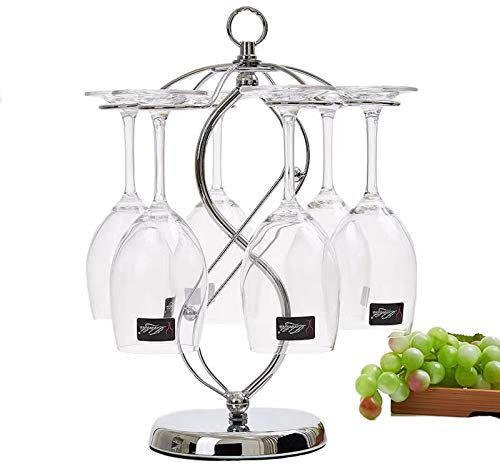 FIAMER Countertop Wine Glass Holder Stemware Rack Air Drying System Kitchen Bar Storage Rack Desktop Goblet Storage Rack Metal Glasses Display Stand… (15in10.6in5.9in)