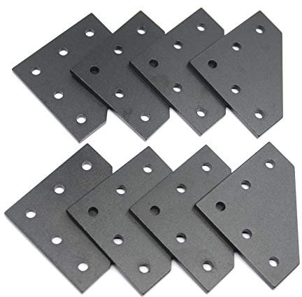 Befenybay 8PCS/Set Surface Anodic Oxidation Black L Shape Corner Bracket Plate 5-Hole Outside Joining Plate for 2020 Series Aluminum Profile 3D Printer Frame (Black L-8)