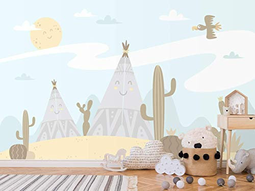Fototapete für Kinder, indisches Camp, 200 x 150 cm, Dekoration für Esszimmer, Wohnzimmer, Schlafzimmer