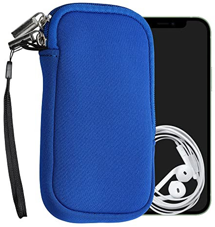 kwmobile Handytasche für Smartphones S - 4,5 - Neopren Handy Hülle Blau - Handy Tasche 14,4 x 8,3 cm Innenmaße