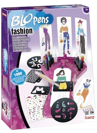 Lansay - BLOPENS Fashion - Mon Atelier Mode - Set Créatif pour Enfants dès 7 Ans - Pochoirs Réutilisables - =Activités FéériquesFeutres - Magiques - Dessin - Coloriage et Stylisme - Idée Cadeau Fille