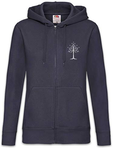 Urban Backwoods White Tree Damen Zipper Hoodie Kapuzenpullover Blau Größe 2XL