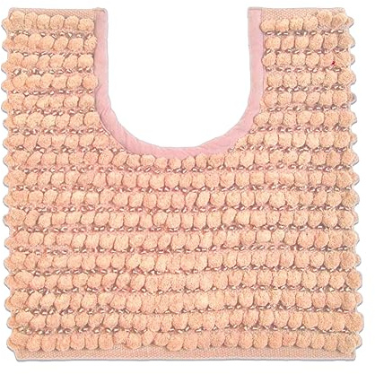 Allure Chunky Bobble Sparkle Non Slip Pedestal Toilet Mat 50 x 50cm - Super Soft & Absorbent Satin Striped Bathroom Rug (Blush Pink)