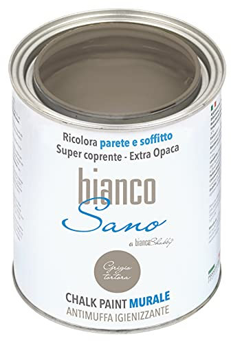 Chalk Paint Anti-Schimmel-Hygiene-Paint speziell für weiße Wände, Grau Taupe, erneuert und desinfiziert Ihre Umgebung (1 Liter)