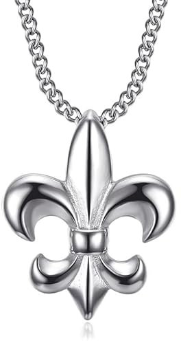 BOBIJOO Jewelry - Collier Pendentif Fleur de Lys Homme Femme Discret Symbole France Royauté Acier Argenté
