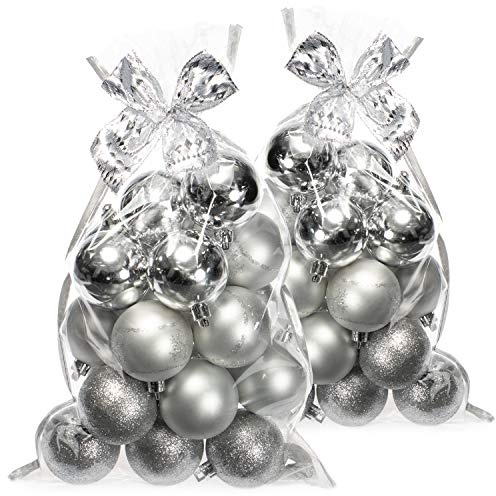 com-four® 40x Weihnachtskugeln, Christbaumkugeln bruchsicher | Baumschmuck für den Christbaum mit Anhänger - Ø 6 cm