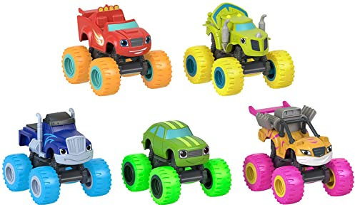 Fisher-Price Blaze and The Monster Machines Spielzeug-Trucks, Neonräder, 5er-Pack, Druckguss-Fahrzeuge für Vorschulkinder ab 3 Jahren