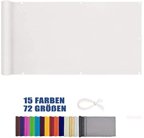 LEIBING Brise Vue pour Balcon 0.9x10m Résistant aux Intempéries UV Opaque Balcon Paravent PVC Anti-Ultraviolet et Coupe-Vent pour extérieur, terrasse, Jardin, Blanc