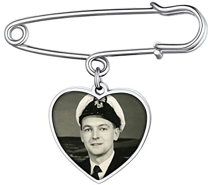 Custom4U Personalisierte Foto Brosche Anstecker Memorial Brautstrauß Anhänger mit Bild Silber Broschen & Anstecknadeln für Damen Herz Hochzeitsbouquet Pin DIY Ansteckbrosche Geschenke