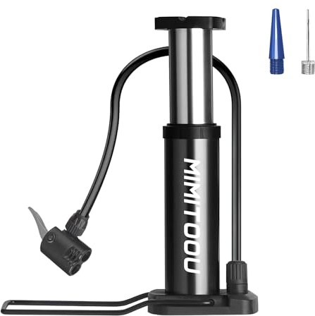 Bike Pump, Mini Bike Floor Pump Compatible with Presta and Schrader Valve Portable Bike Pump, Aluminum Alloy Floor Bike Air Pump, Mini Compact Bike Tire Pump