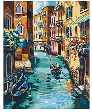 Venedig Ölgemälde Nach Zahlen Auf Leinwand, Landschaft, Diy-Kits, Handgemalt Zum Zeichnen, Färbung Nach Zahlen, Heimdekoration, Rahmen, 40 X 50 Cm Digitales Ölgemälde Diy Gemälde Wohnzimmer Dekorati