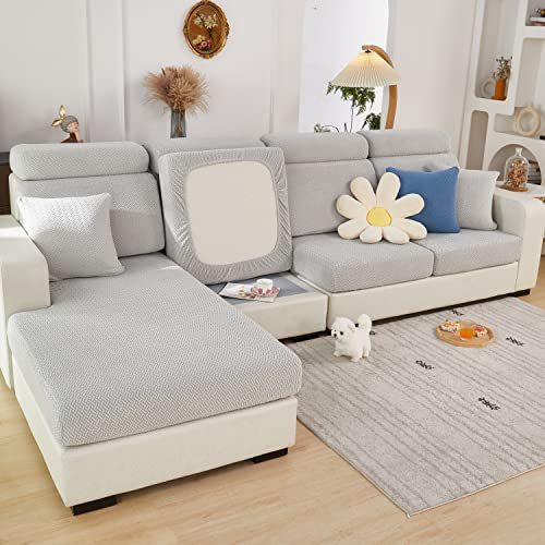 MINGPINHUIUS Sofa Sitzkissenbezug Stretch Sofabezug, Universal Elastisch Sofa Seat Cover, rutschfest Sofa Überzug Schonbezug für Sofakissen L-Förmig Chaiselongue Möbelschutz
