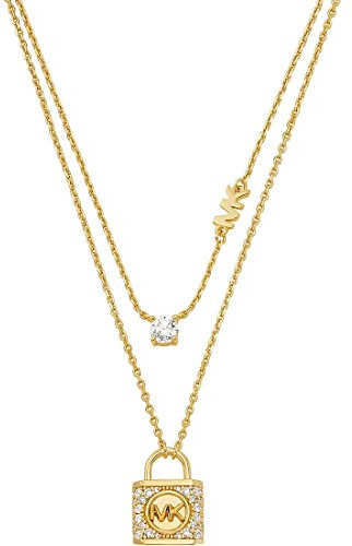 Michael Kors - Mehrsträngige Premium-Kors-MK-Halskette aus goldfarbenem Sterlingsilber für Damen, MKC1630AN710