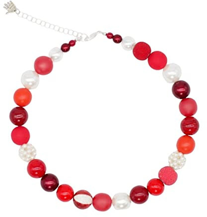 Feliss Handmade: Ketten aus Perlen, Halskette Damen. Statement Kette 45 cm lang. Choker Halsband, aesthetic Necklace Schmuck. Beads Perlenkette für Frauen in rot (Paris)
