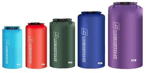 Wasserdicht Trockenbeutel Set Ultraleichte Trockensäcke Packsack Outdoor Dry Bag für Camping Wandern Reisen (5 Pack(5+12+15+25+35L))