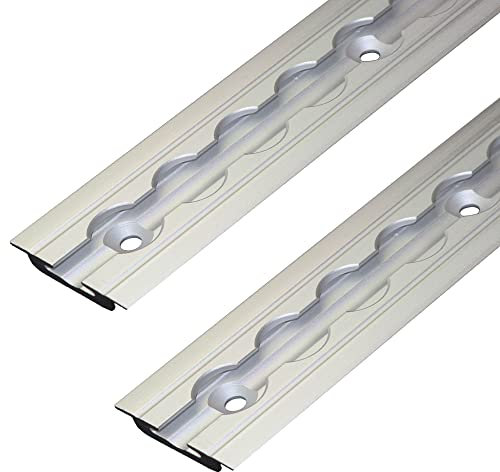 NTG 2 STK Alu Airlineschiene 1m / 1000mm -TÜV Zertifiziert- versenkbar als Bodenprofil - Anhängerzubehör Ladungssicherung Zurrschiene Aluschiene LKW Transporter - m. Bohrungen Silber eloxiert