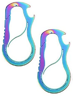 2 Pack Outdoor Keyring, Stainless Steel Quick-Release Carabiner Clip Keychain with Bottle Opener, Multi-Functional Car Key Chain for Home Outdoor Use, Colorful