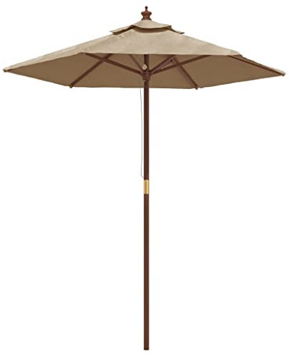 vidaXL Sombrilla de jardín con Poste de Madera Gris Taupe 196x231 cm