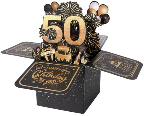 BOFUNX Geburtstag Karte zum 50. Geburtstag Pop up 3D Happy Birthday Grußkarte Geburtstagskarte Kreative Geburtstagsgeschenk für Familie und Freunden