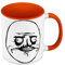 Tasse in Premium-Qualität, Orange – Me Gusta Meme Face Internet Troll Fun Witz – Tasse mit Henkel und farbigem Innenfutter