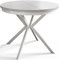 AlpiMeble Table de salle à manger ronde BERGO, table extensible, diamètre : 90 cm/170 cm, table de salon, couleur : blanc, avec pieds en métal de couleur blanche