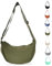 LOCCY Damen Halbmond Crossbody Schultertasche, Hobo Halfmoon Bag Einfarbige Nylon Crossbody Bag Damen Halbmond Schultertasche mit verstellbarer Schultergurt für Frauen Mädchen(Armeegrün)